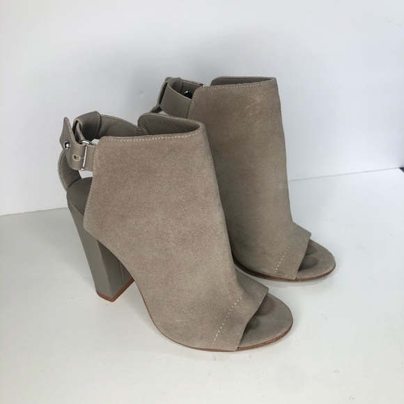 VINCE Addison Suede Leather Peep Toe Booties - Picture 5 of 12
